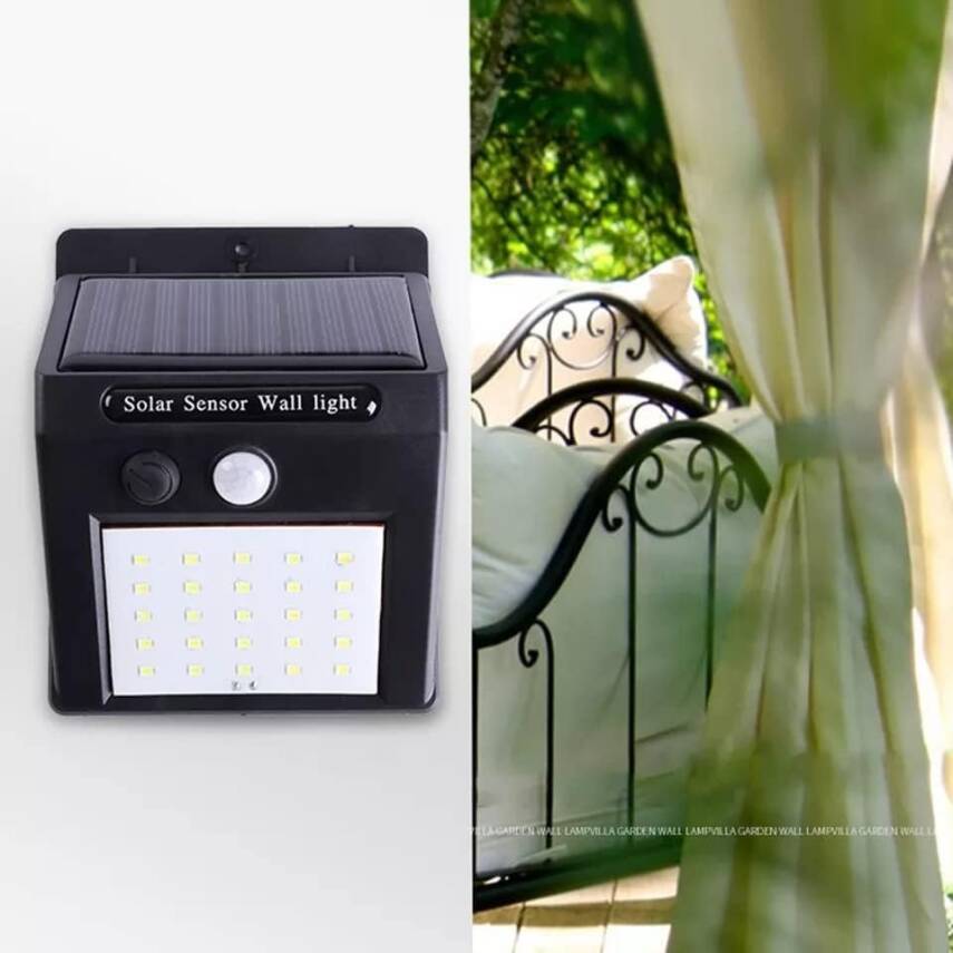 2 Adet Dış mekan için güneş enerjili lamba, 20 BEYAZ LED solar lamba, dış mekan, hareket sensörlü güvenlik duvar lambası, IP65 su geçirmez, bahçe, garaj, karavan - 6