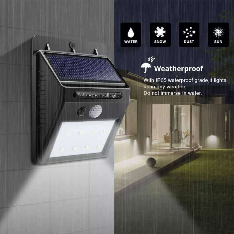 2 Adet Dış mekan için güneş enerjili lamba, 20 BEYAZ LED solar lamba, dış mekan, hareket sensörlü güvenlik duvar lambası, IP65 su geçirmez, bahçe, garaj, karavan - 3