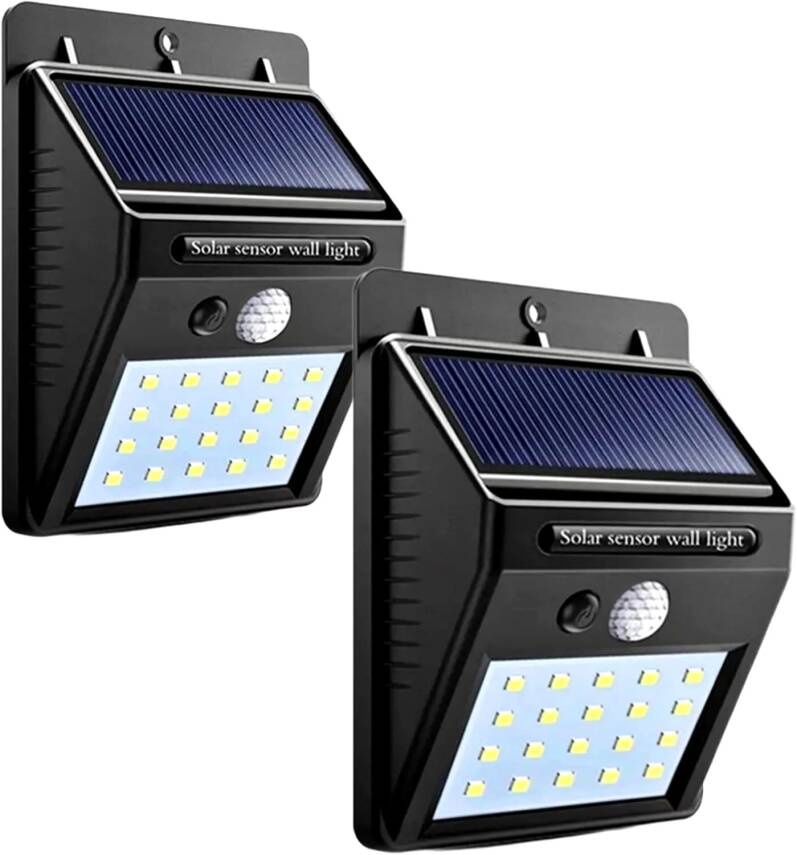 2 Adet Dış mekan için güneş enerjili lamba, 20 BEYAZ LED solar lamba, dış mekan, hareket sensörlü güvenlik duvar lambası, IP65 su geçirmez, bahçe, garaj, karavan - 1