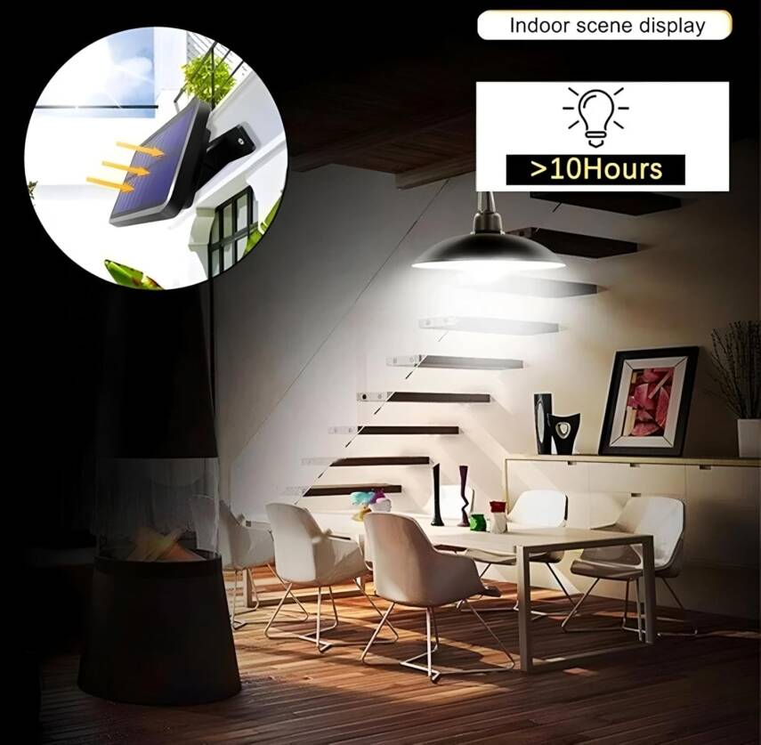 2 Lambalı İç Ve Dış Mekan Kullanımına Uygun, Solar Güneş Enerjili Tavan Aydınlatması, Beyaz Led, IP65 Su Geçirmez, Karavan, Teras, Veranda, Balkon Sarkıt Led Işık, Bahçe Armatürü - 5