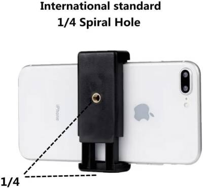 Çift Girişli Telefon Tutuculu Tripod Slr Kamera İçin 360 Derece Dönebilen Metal Mafsal Aparatı 1/4 - 3