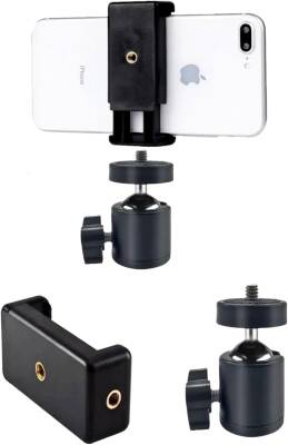 Çift Girişli Telefon Tutuculu Tripod Slr Kamera İçin 360 Derece Dönebilen Metal Mafsal Aparatı 1/4 - 1