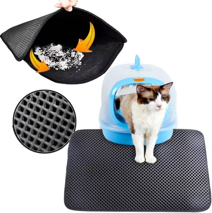 Elekli Kedi Kumu Paspası Kedi Köpek Tuvalet Önü Paspas Kedi Köpek Matı Elekli Kedi Kumu Tuvaleti Önü Paspası (59×37 cm) - 1