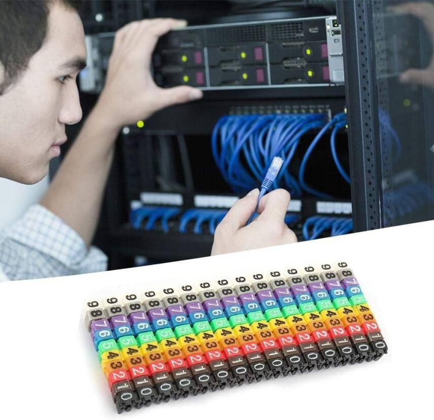 Kyrotech 100’lü Renkli Kablo Etiketi Seti – 6mm Plastik, 10 Renk, Yeniden Kullanılabilir Kordon Etiketi, Fiber Optik ve Elektrik Kabloları İçin Kablo Düzenleyici Etiket Klipsleri - 5