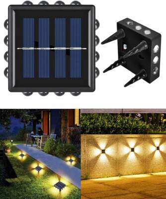 Kyrotech 12 Led Solar Güneş Enerjili Bahçe Aydınlatma Gün Işığı Aplik Led Işık Işıldak Lamba Fener Süs Balkon Dekorasyonu Kamp Peyzaj Teras Avlu Havuz Veranda Su Geçirmez Duvar Ve Zemine Uygun Otomatik ON/OFF - Kyrotech