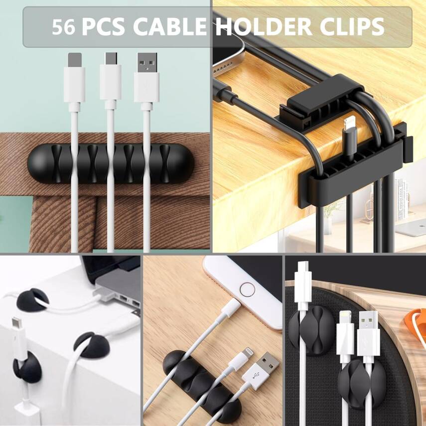 Kyrotech 16 Parça Kablo Tutucu Cırt Seti | Yapışkanlı Kablo Klipsi | Masa Üstü Kablo Düzenleyici | Şarj Kablosu, Kulaklık, USB, HDMI, Mouse Kablosu için | Ofis & Ev Kullanımı | Kablo Yönetimi Çözümü - 2