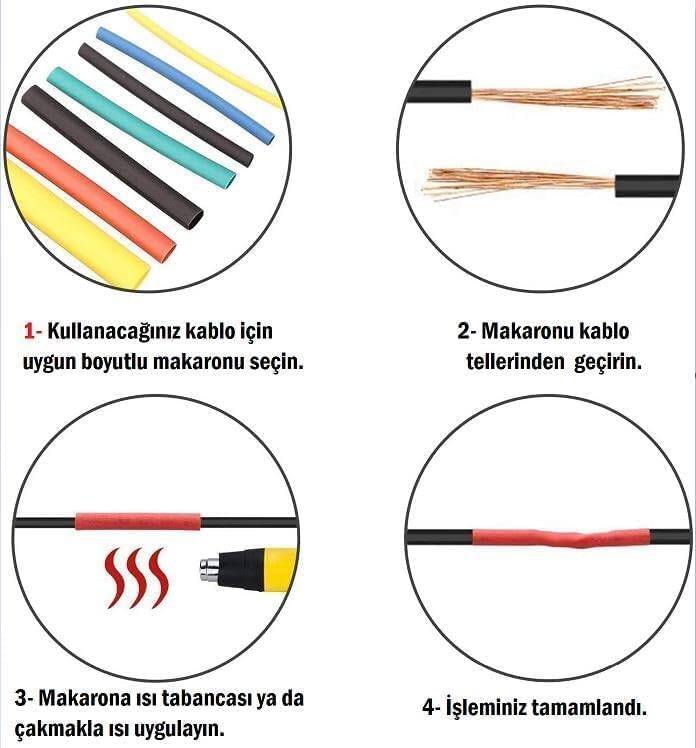 Kyrotech 164 Parça Isıyla Daralan Makaron Seti – Renkli ve Farklı Çaplarda Isıyla Büzüşen Kablo Koruma Kılıfı, Elektrik Yalıtım Makaron Kiti, Su Geçirmez, Alev Geciktirici, Kablo Onarım ve İzolasyon için Uygun - 4