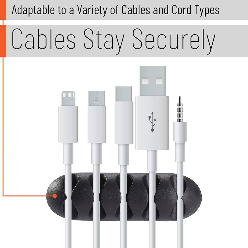 Kyrotech 17 Parça Kablo Tutucu Cırt Seti | Yapışkanlı Kablo Klipsi | Masa Üstü Kablo Düzenleyici | Şarj Kablosu, Kulaklık, USB, HDMI, Mouse Kablosu için | Ofis & Ev Kullanımı | Kablo Yönetimi Çözümü - 3