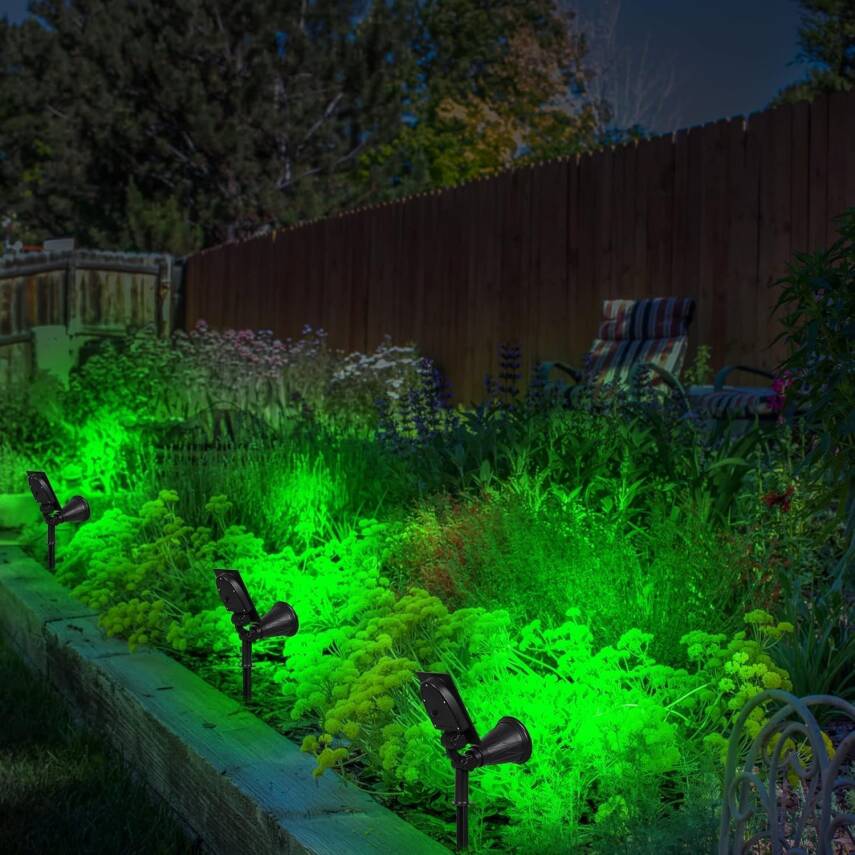 Kyrotech 18 LED Spot Güneş Enerjili Bahçe Aydınlatma Lambası, Fotoselli, Spike Aplik, 18W Su Geçirmez Dış Mekan Solar Lamba, Ağaç, Veranda, Garaj, Havuz, Duvar Ve Zemin Montajına Uygundur 42 CM - 2
