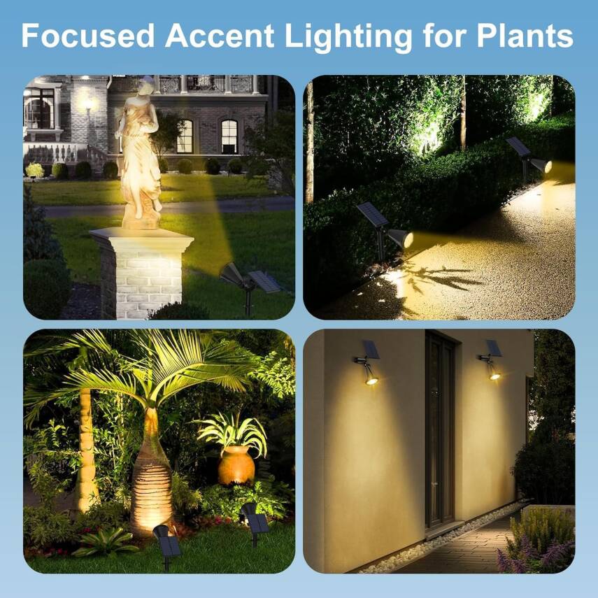 Kyrotech 18 LED Spot Güneş Enerjili Bahçe Aydınlatma Lambası, Fotoselli, Spike Aplik, 18W Su Geçirmez Dış Mekan Solar Lamba, Ağaç, Veranda, Garaj, Havuz, Duvar Ve Zemin Montajına Uygundur 42 CM - 23