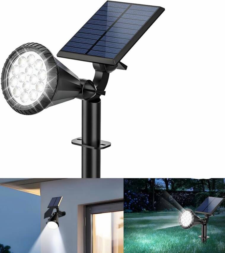 Kyrotech 18 LED Spot Güneş Enerjili Bahçe Aydınlatma Lambası, Fotoselli, Spike Aplik, 18W Su Geçirmez Dış Mekan Solar Lamba, Ağaç, Veranda, Garaj, Havuz, Duvar Ve Zemin Montajına Uygundur 42 CM - 31