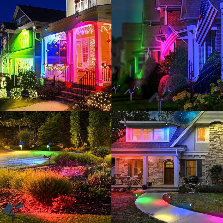 Kyrotech 18 LED Spot Güneş Enerjili Bahçe Aydınlatma Lambası, Fotoselli, Spike Aplik, 18W Su Geçirmez Dış Mekan Solar Lamba, Ağaç, Veranda, Garaj, Havuz, Duvar Ve Zemin Montajına Uygundur 42 CM - 44