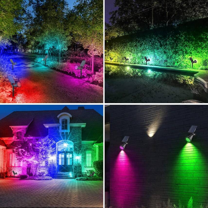 Kyrotech 18 LED Spot Güneş Enerjili Bahçe Aydınlatma Lambası, Fotoselli, Spike Aplik, 18W Su Geçirmez Dış Mekan Solar Lamba, Ağaç, Veranda, Garaj, Havuz, Duvar Ve Zemin Montajına Uygundur 42 CM - 43
