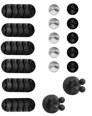 Kyrotech 18 Parça Kablo Tutucu Seti | Yapışkanlı Kablo Klipsi | Masa Üstü Kablo Düzenleyici | Şarj Kablosu, Kulaklık, USB, HDMI, Mouse Kablosu için | Ofis & Ev Kullanımı | Kablo Yönetimi Çözümü - Kyrotech