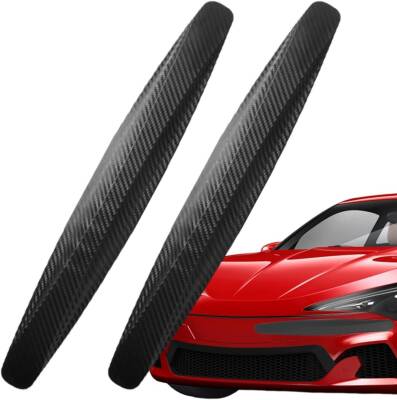 Kyrotech 2 Adet Karbon Fiber Görünümlü Tampon Koruyucu Şerit – 40,5 cm Yapışkanlı Esnek Köşe Koruma – Araç Ön ve Arka Tampon için Çizik Önleyici Şerit, Tüm Araçlara Uyumlu Siyah