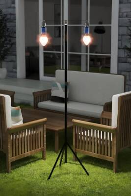 Kyrotech 2 Lambalı, Askılı, 3 Modlu, Şarjlı, Led Solar Güneş Enerjili, 2 MT Metal STANDLI, Su Geçirmez, Kitap Okuma Işığı, Kamp, avcılık, Balıkçılık, Garaj, Güverte, Balkon Dekorasyonu, Karavan Damla