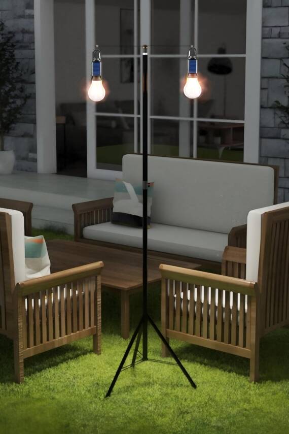 Kyrotech 2 Lambalı, Askılı, 3 Modlu, Şarjlı, Led Solar Güneş Enerjili, 2 MT Metal STANDLI, Su Geçirmez, Kitap Okuma Işığı, Kamp, avcılık, Balıkçılık, Garaj, Güverte, Balkon Dekorasyonu, Karavan - 8