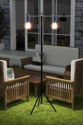 Kyrotech 2 Lambalı, Askılı, 3 Modlu, Şarjlı, Led Solar Güneş Enerjili, 2 MT Metal STANDLI, Su Geçirmez, Kitap Okuma Işığı, Kamp, avcılık, Balıkçılık, Garaj, Güverte, Balkon Dekorasyonu, Karavan Oval