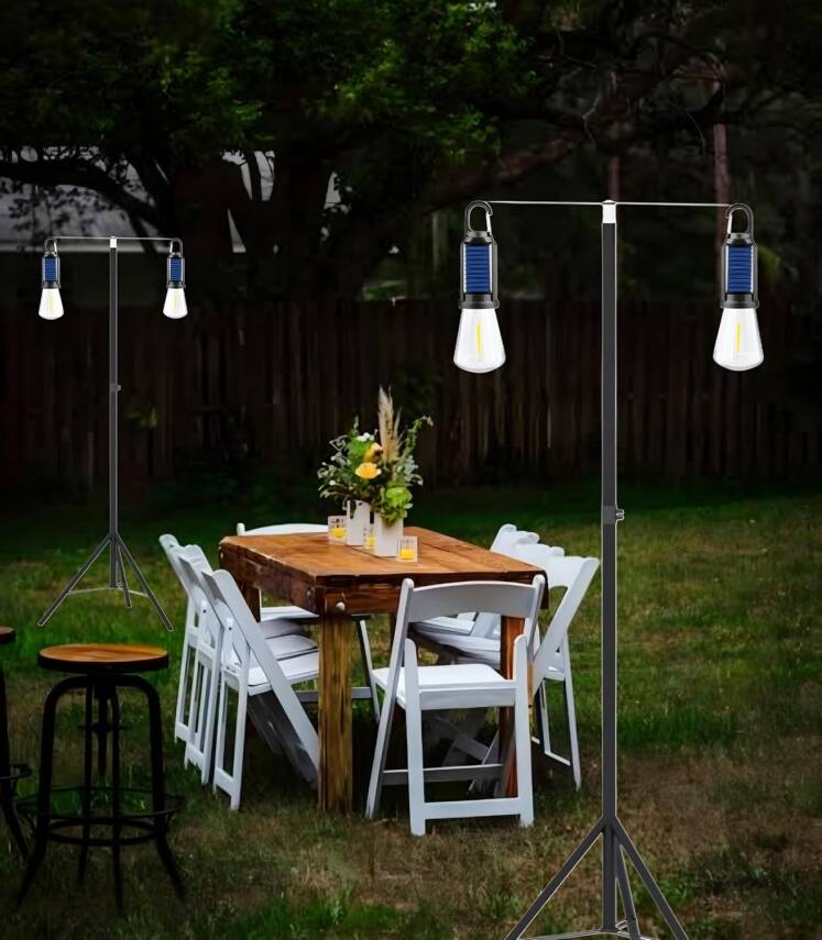 Kyrotech 2 Lambalı, Askılı, 3 Modlu, Şarjlı, Led Solar Güneş Enerjili, 2 MT Metal STANDLI, Su Geçirmez, Kitap Okuma Işığı, Kamp, avcılık, Balıkçılık, Garaj, Güverte, Balkon Dekorasyonu, Karavan - 15