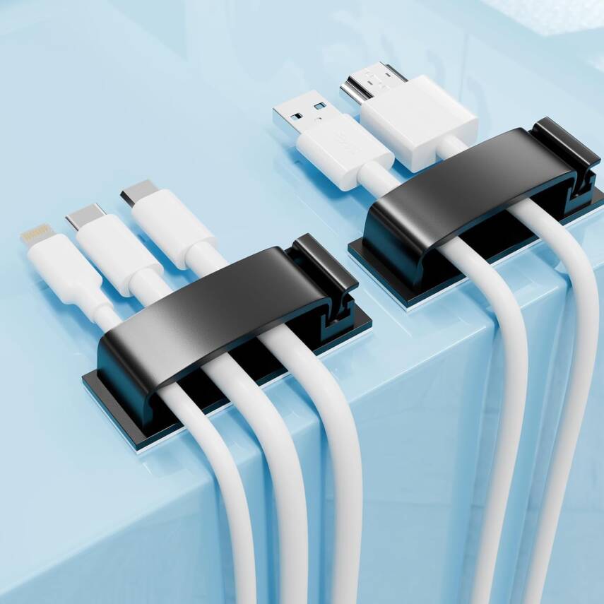 Kyrotech 26 Parça Kablo Tutucu Seti | Yapışkanlı Kablo Klipsi | Masa Üstü Kablo Düzenleyici | Şarj Kablosu, Kulaklık, USB, HDMI, Mouse Kablosu için | Ofis & Ev Kullanımı | Kablo Yönetimi Çözümü - 3