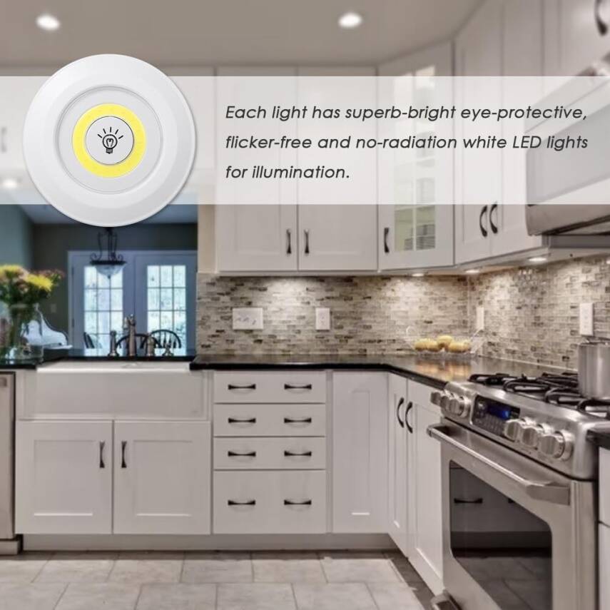 Kyrotech 3’lü Kablosuz Dolap Altı LED Lamba Seti – 5W COB, Uzaktan Kumandalı, Kısılabilir, Zamanlayıcılı, Mutfak Dolabı, Gardırop, Merdiven ve Yatak Odası Aydınlatması İçin - 3