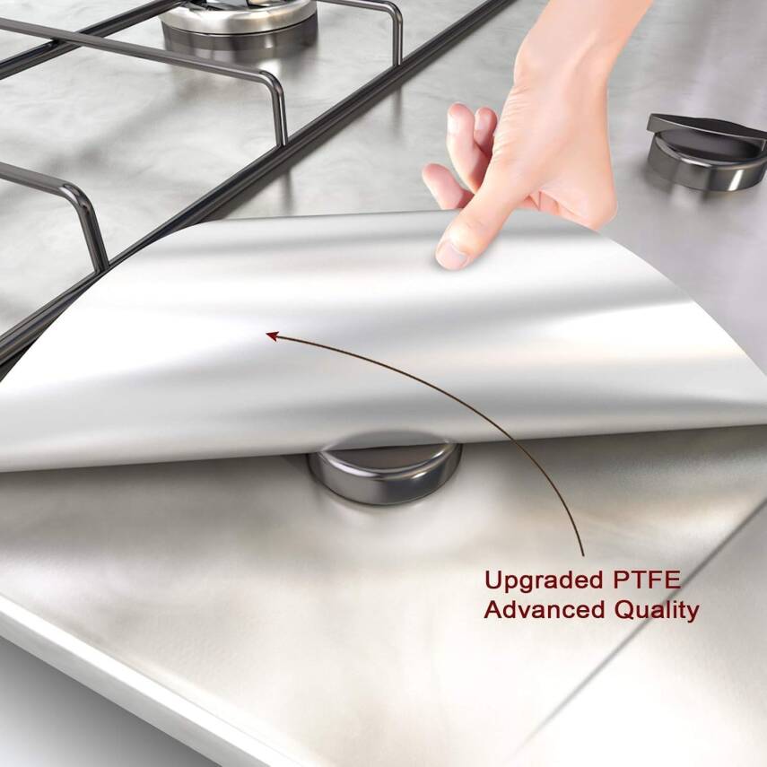 Kyrotech 4 Adet Gazlı Ocak Koruma Matı, Brülor Koruma Pedi, Yeniden Kullanılabilir Gazlı Ocak Üst Kapakları, Mutfak İçin, Kesilebilir, Kolay Temizlenebilir, Boyut 27*27 cm - 5