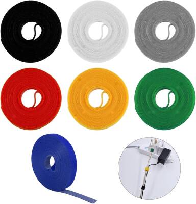 Kyrotech 4 Adet Kendinden Cırtlı Kablo Bağı, 5 Metre Kesilebilir Naylon Cırt Cırt Bant Seti, Tekrar Kullanılabilir, Ayarlanabilir Kablo Düzenleyici, Bahçe Hortumu, Fidan Toparlayıcı Asorti Çok Renkli - Kyrotech