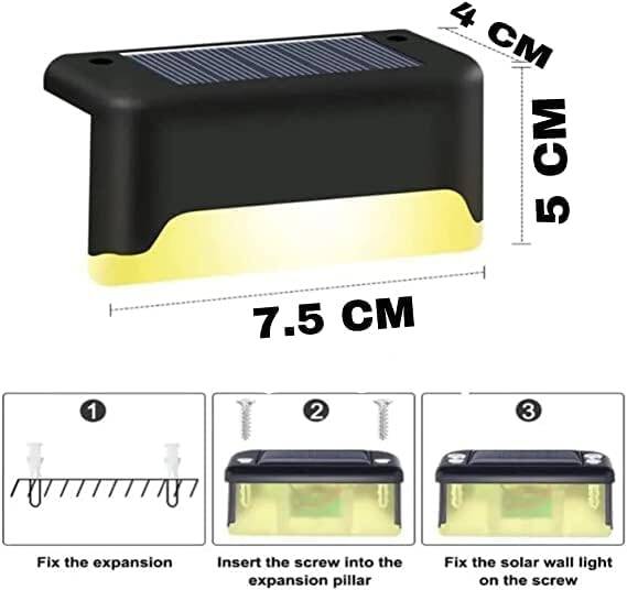 Kyrotech 4 Adet Led Solar Güneş Enerjili Lamba, Merdiven, Veranda, Bahçe, Balkon Dekorasyon Ve Çit Işık, Köşebent Lamba, Su Geçirmez, Gün Işığı, Peyzaj Lambası, Panel Aydınlatma - 6