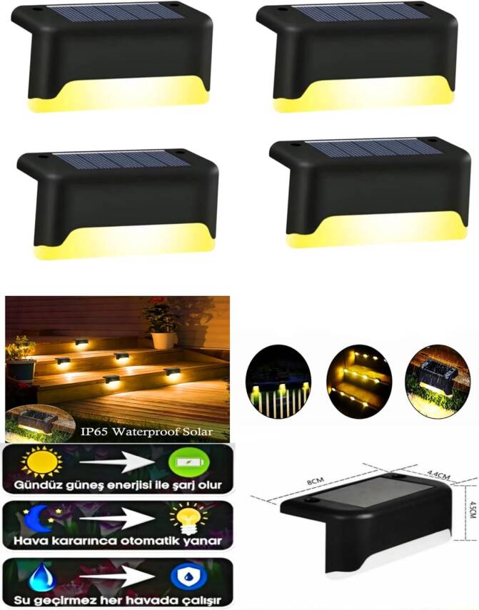 Kyrotech 4 Adet Led Solar Güneş Enerjili Lamba, Merdiven, Veranda, Bahçe, Balkon Dekorasyon Ve Çit Işık, Köşebent Lamba, Su Geçirmez, Gün Işığı, Peyzaj Lambası, Panel Aydınlatma - 8