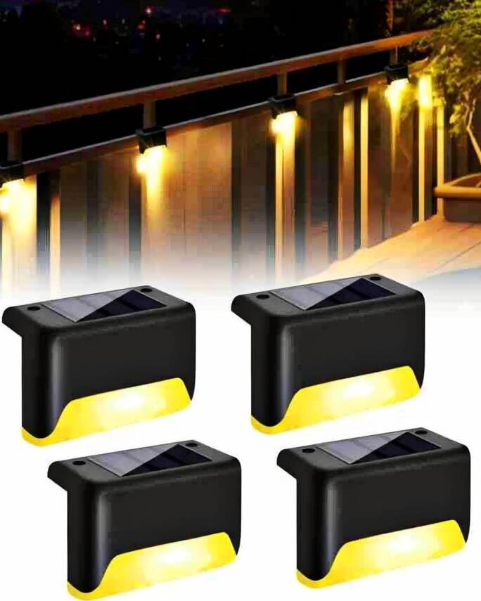 Kyrotech 4 Adet Led Solar Güneş Enerjili Lamba, Merdiven, Veranda, Bahçe, Balkon Dekorasyon Ve Çit Işık, Köşebent Lamba, Su Geçirmez, Gün Işığı, Peyzaj Lambası, Panel Aydınlatma - 1