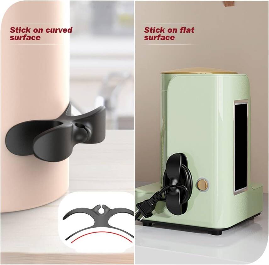 Kyrotech 4 Adet Silikon Kablo Düzenleyici Seti – Güçlü Yapışkanlı Tel Toplayıcı, Kordon Sarıcı, Ev, İşyeri, Mutfak Aletleri İçin Kavisli ve Düz Yüzey Uyumlu, Kahve Makinesi, Blender, Fritöz Uyumlu - 8