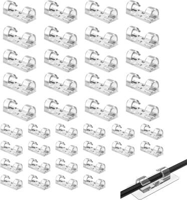 Kyrotech 40 Adet Yapışkanlı Kablo Klipsi Seti – Kablo Düzenleyici, Masa Üstü ve Duvar İçin Kablo Tutucu, Kablo Sabitleyici Aparat – Ev Ofis Kablo Yönetimi, USB, Şarj, Ethernet, Mouse İçin Uygundur - Kyrotech