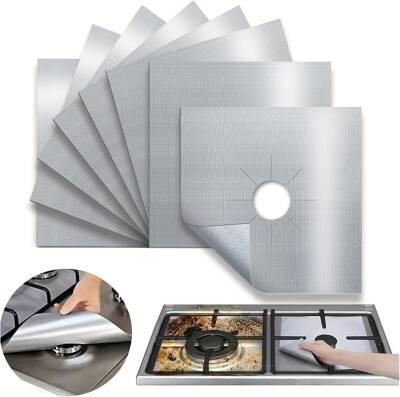 Kyrotech 5 Adet Gazlı Ocak Koruma Matı, Brülor Koruma Pedi, Yeniden Kullanılabilir Gazlı Ocak Üst Kapakları, Mutfak İçin, Kesilebilir, Kolay Temizlenebilir 27*27 CM - Kyrotech
