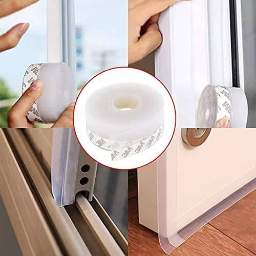Kyrotech 5 Metre Şeffaf Silikon Kapı Pencere İzolasyon Bandı – Kendinden Yapışkanlı Rüzgar, Toz, Soğuk, Ses Önleyici Fitil Şerit – Kapı Altı, Cam, Sürgülü Kapı, Duşakabin, PVC Doğrama Contası - 2