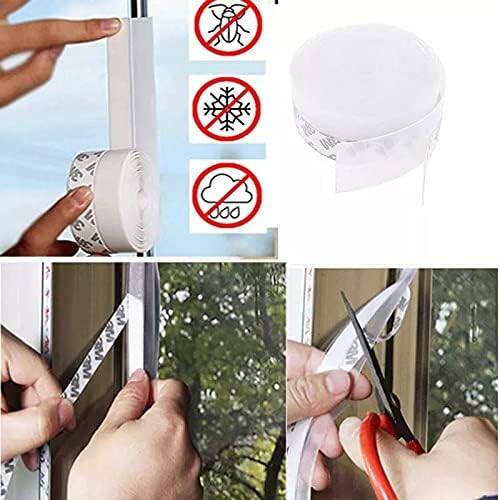 Kyrotech 5 Metre Şeffaf Silikon Kapı Pencere İzolasyon Bandı – Kendinden Yapışkanlı Rüzgar, Toz, Soğuk, Ses Önleyici Fitil Şerit – Kapı Altı, Cam, Sürgülü Kapı, Duşakabin, PVC Doğrama Contası - 5