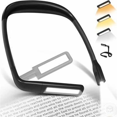 Kyrotech Çift LED Boyun Okuma Lambası, Yatak Kitap Işığı, Şarjlı, Ayarlanabilir Parlaklık Masa Lambası, Bükülebilir Kollara, 3 farklı Renk Modu, Bakım, Onarım, Gece Koşusu, Yürüyüş, Örgü - Kyrotech