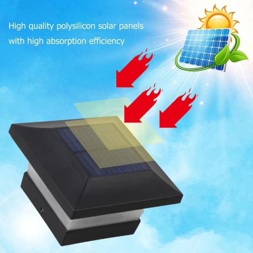 Kyrotech Güneş Enerjili 10W Set Üstü Bahçe Aydınlatması, Su Geçirmez, 3200K-6500K, Sütun Üzeri Solar Küp Armatür, 2 Modlu (Beyaz-Gün Işığı), Veranda, Çit, Bahçe Duvarı Küp Aydınlatma 165×110 mm - 6