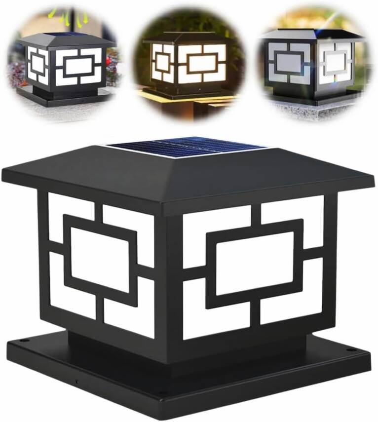 Kyrotech Güneş Enerjili 10W Set Üstü Bahçe Aydınlatması, Su Geçirmez, 3200K-6500K, Sütun Üzeri Solar Küp Armatür, 2 Modlu (Beyaz-Gün Işığı), Veranda, Çit, Bahçe Duvarı Küp Aydınlatma 165×110 mm - 8