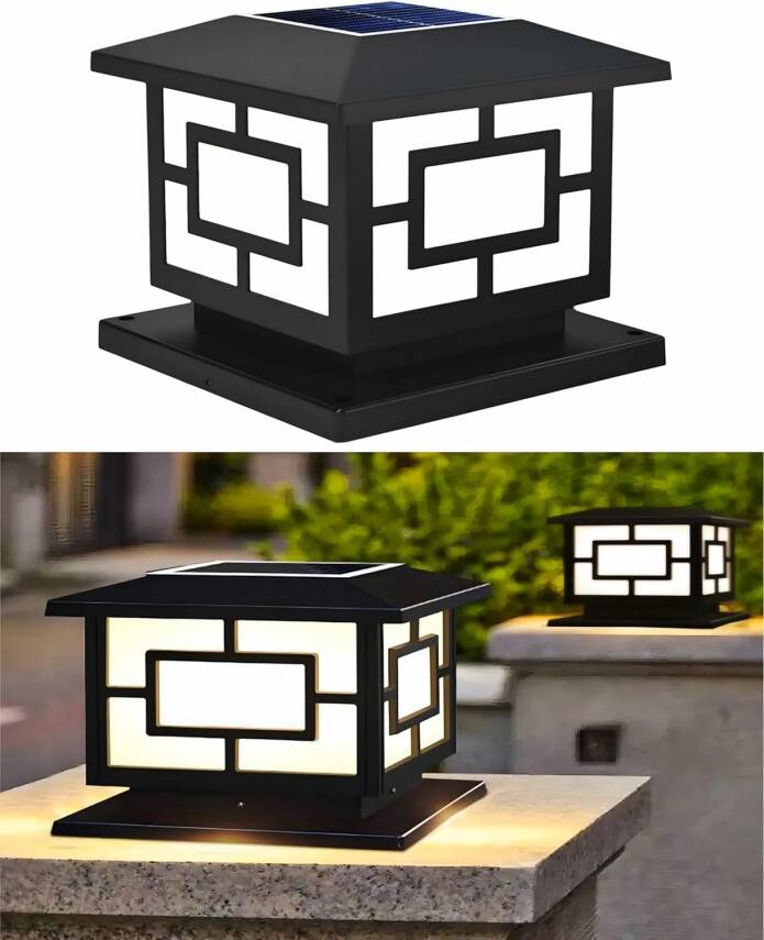 Kyrotech Güneş Enerjili 10W Set Üstü Bahçe Aydınlatması, Su Geçirmez, 3200K-6500K, Sütun Üzeri Solar Küp Armatür, 2 Modlu (Beyaz-Gün Işığı), Veranda, Çit, Bahçe Duvarı Küp Aydınlatma 165×110 mm - 1