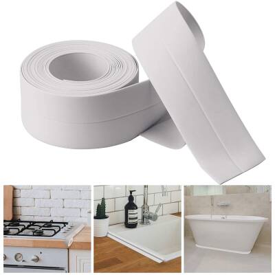Kyrotech Kendinden Yapışkanlı Sızdırmazlık Bandı – Beyaz PVC, Su Geçirmez, 3,8 cm x 3,2 m, Mutfak, Banyo, Küvet, Lavabo, Zemin ve Duvar Kenarı İçin - Kyrotech