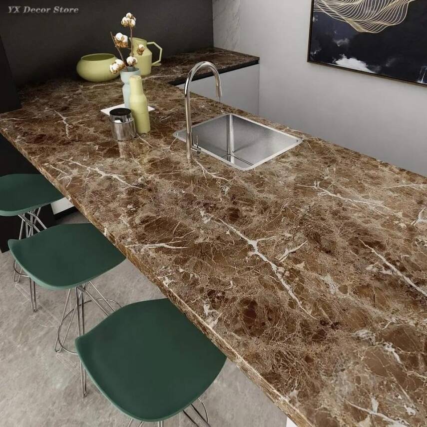 Kyrotech Mermer Desenli Kendinden Yapışkanlı Folyo 5 Metre, 60 CM, Vinil, KendindenYapışkanlı, Dekor folyosu, Pencere Çıkartması, PVC Çıkartma, Mobilya, Mutfak dolabı, Granit - 15
