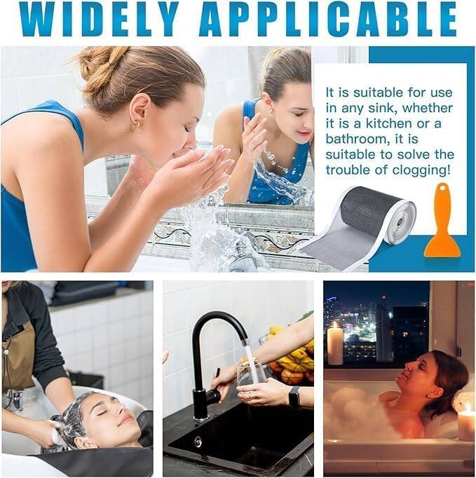 Kyrotech Mutfak Lavabo Duşakabin Küvet Süzgeci Saç Toplayıcı Banyo Gider Tıkanma Önleyici Elek Kesilebilir PVC File, Herhangi Bir Uzunlukta Kendin Yap Kullan At Duş Tahliyesi Kapak Süzgeci Koruyucu 4 Metre - 7