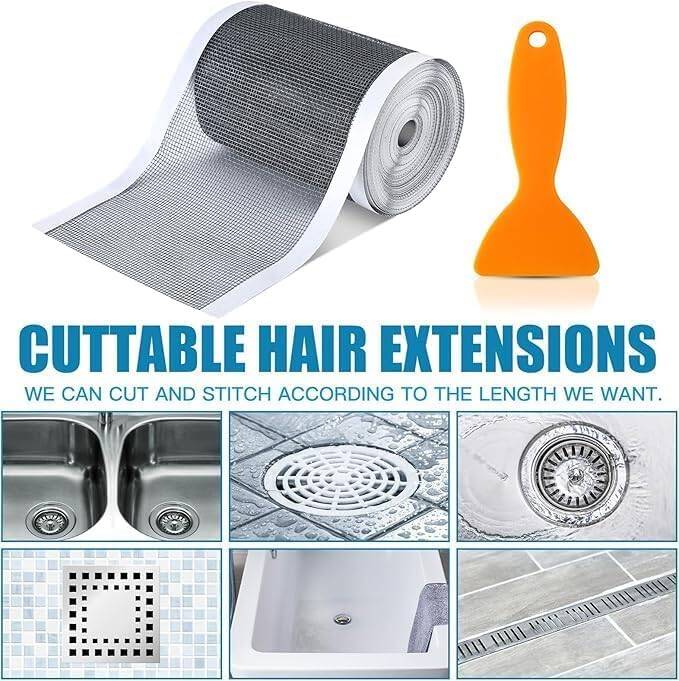 Kyrotech Mutfak Lavabo Duşakabin Küvet Süzgeci Saç Toplayıcı Banyo Gider Tıkanma Önleyici Elek Kesilebilir PVC File, Herhangi Bir Uzunlukta Kendin Yap Kullan At Duş Tahliyesi Kapak Süzgeci Koruyucu 4 Metre - 8