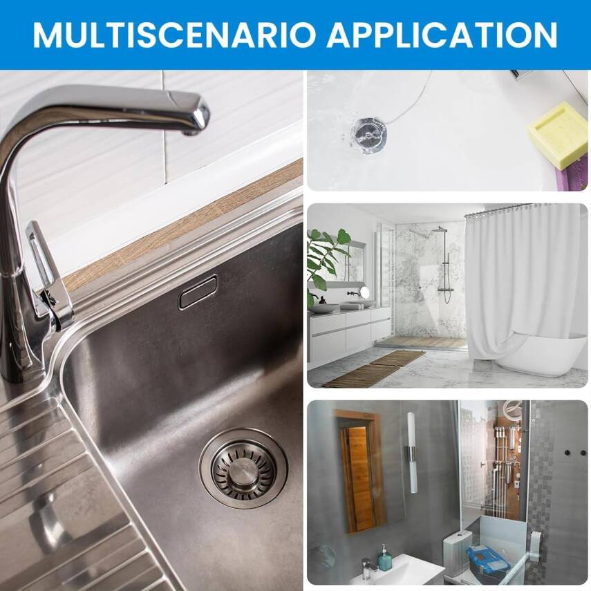 Kyrotech Mutfak Lavabo Duşakabin Küvet Süzgeci Saç Toplayıcı Banyo Gider Tıkanma Önleyici Elek Kesilebilir PVC File, Herhangi Bir Uzunlukta Kendin Yap Kullan At Duş Tahliyesi Kapak Süzgeci Koruyucu 4 Metre - 3