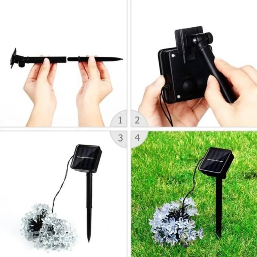 Kyrotech Solar Güneş Enerjili 30 Led Çiçek Zinciri Kiraz Çiçeği IP65 Su Geçirmez Solar Işık Zinciri Dış Mekan Bahçe Veranda Avlu Çardak Noel Ağacı Partiler Gün Işığı - 5
