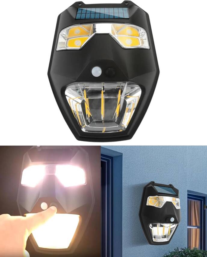 Kyrotech Solar Güneş Enerjili Lamba Panter 2 Cop Led Hareket Sensörlü 5 Işık Modlu Aplik Su Geçirmez Duvar Teras Veranda Bahçe Agaç Patika Garaj Balkon Dekorasyon Aydınlatması - 2