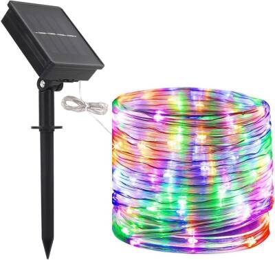 Kyrotech Solar Güneş Enerjili RGB 100 Led, 12 Metre,8 Modlu, Peri Led Bahçe, Veranda, Avlu, Balkon, Havuz Kenarı, Düğün, Parti, Peyzaj Aydınlatma Su Geçirmez Lamba - Kyrotech