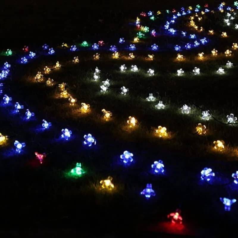Kyrotech Solar Güneş Enerjili RGB Gökkuşağı 30 Led Çiçek Zinciri Kiraz Çiçeği IP65 Su Geçirmez Solar Işık Zinciri Dış Mekan Bahçe Veranda Avlu Çardak Noel Ağacı Partiler (RGB Gökkuşağı) - 3