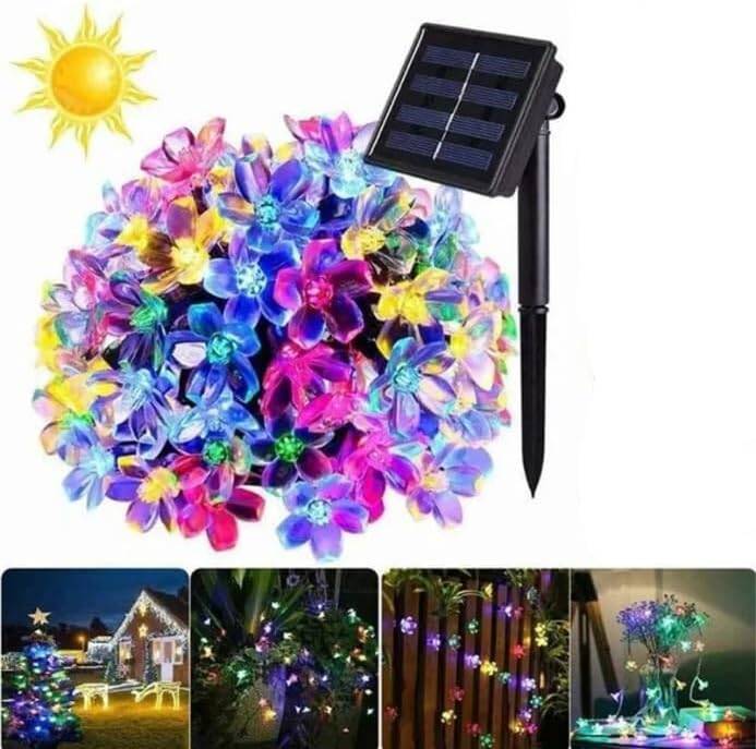 Kyrotech Solar Güneş Enerjili RGB Gökkuşağı 30 Led Çiçek Zinciri Kiraz Çiçeği IP65 Su Geçirmez Solar Işık Zinciri Dış Mekan Bahçe Veranda Avlu Çardak Noel Ağacı Partiler (RGB Gökkuşağı) - 6