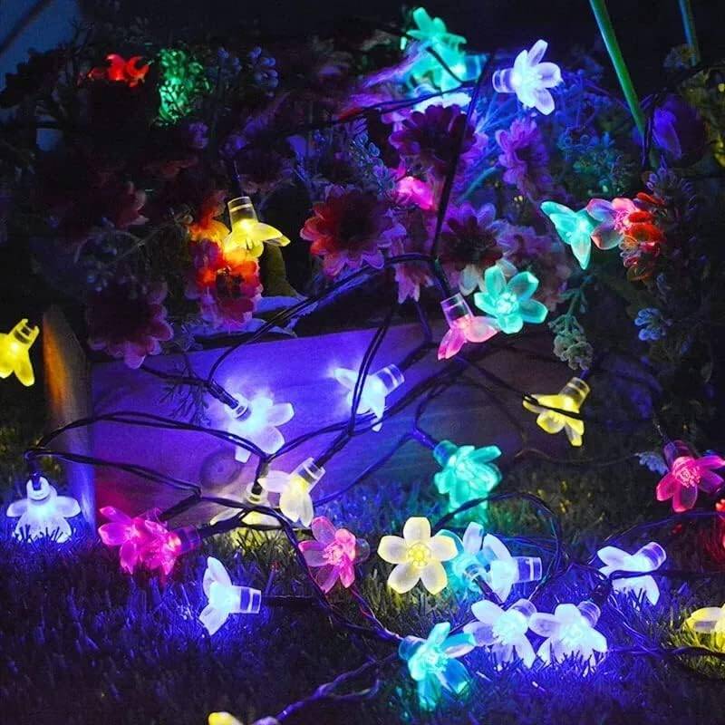 Kyrotech Solar Güneş Enerjili RGB Gökkuşağı 30 Led Çiçek Zinciri Kiraz Çiçeği IP65 Su Geçirmez Solar Işık Zinciri Dış Mekan Bahçe Veranda Avlu Çardak Noel Ağacı Partiler (RGB Gökkuşağı) - 4